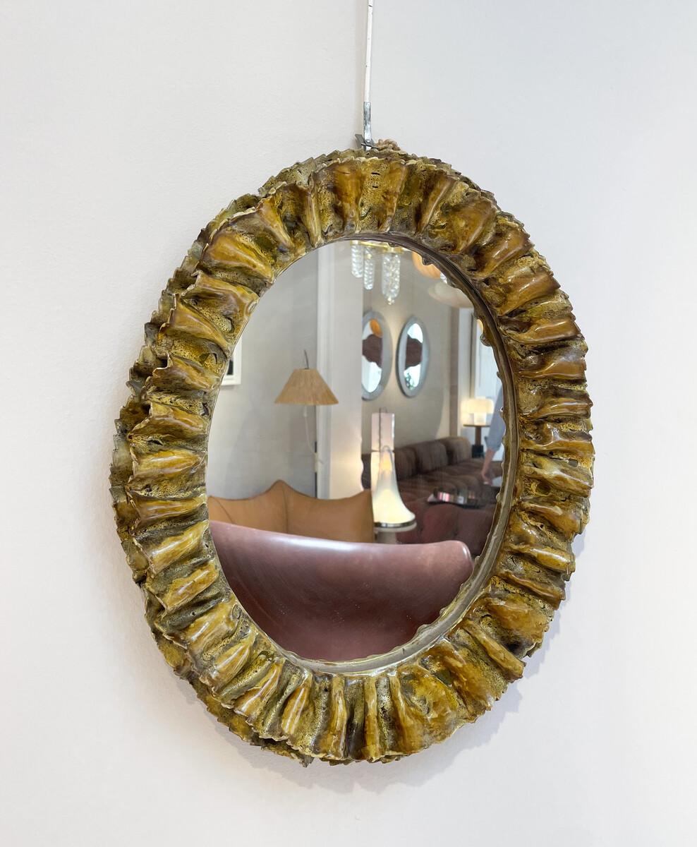 Mid-Century Ceramic Wall Mirror by Fausto Melotti - Italy 1950s 4