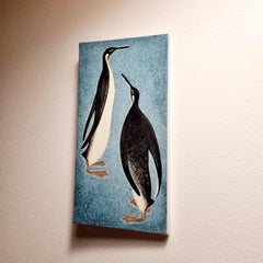 Mid Century Ceramic Wall Plaque with Pinguins by Meissen, Germany 60s