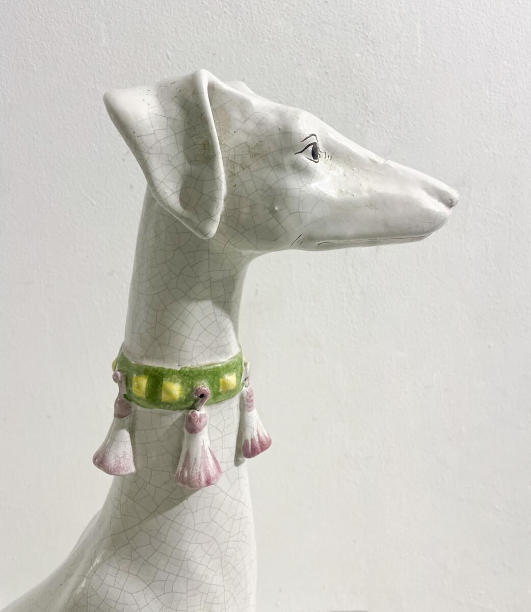Mid-Century Ceramic Whippet Dog Sculpture, Italy, 1960s In Good Condition In Brussels, BE