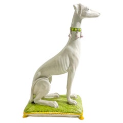 Vintage Mid-Century Ceramic Whippet Dog Sculpture, Italy, 1960s