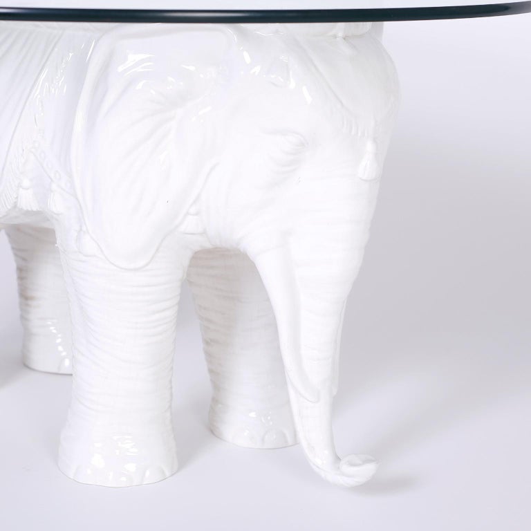 Midcentury Ceramic White Elephant Table at 1stDibs