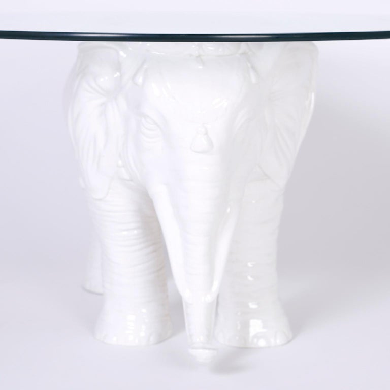 Midcentury Ceramic White Elephant Table at 1stDibs