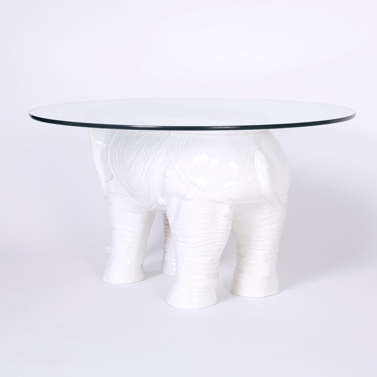 Midcentury Ceramic White Elephant Table at 1stdibs