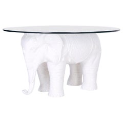 Midcentury Ceramic White Elephant Table