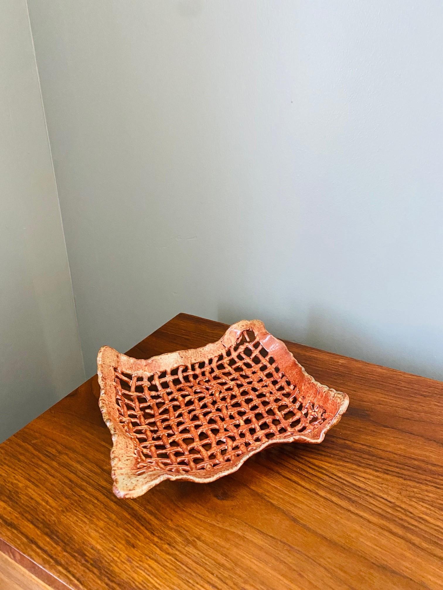 Mid-Century Ceramic Woven Sculpted Bowl  For Sale 2