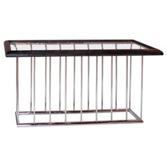 Midcentury Cerused Ash and Glass Console