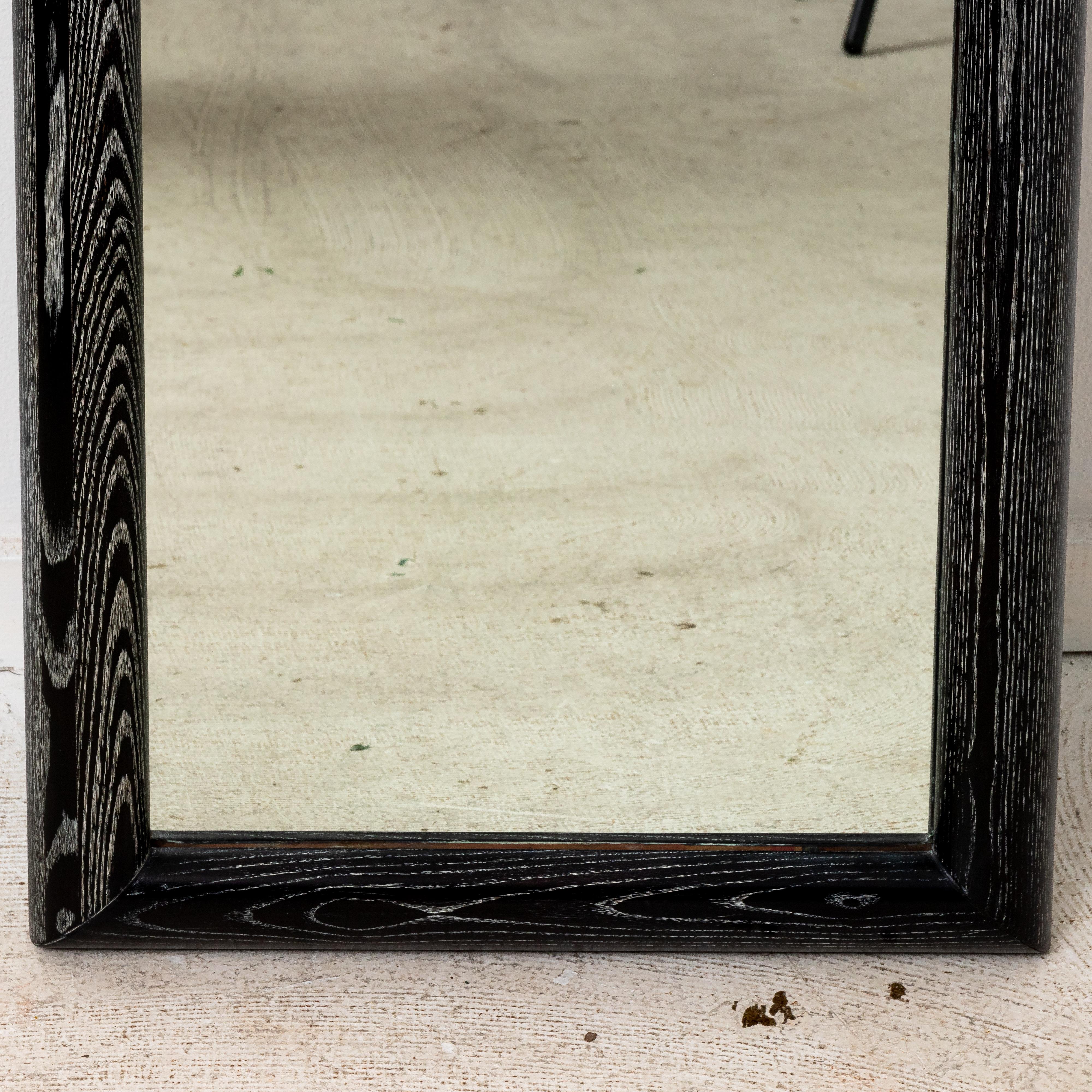 Mid Century Cerused Framed Wall Mirror In Good Condition For Sale In New York, NY
