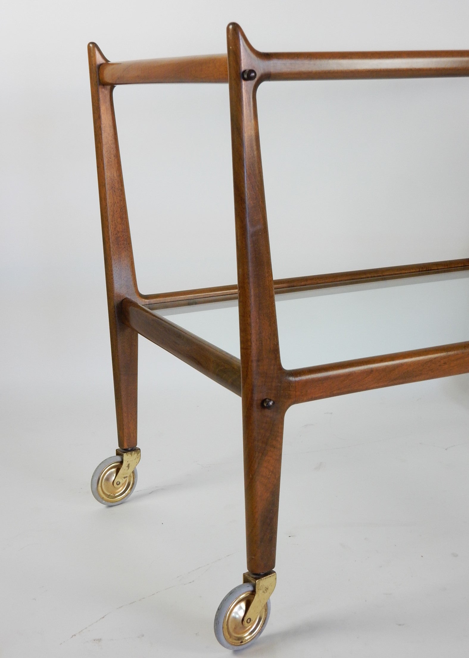 Glass Mid-Century Cesare Lacca design Bar Cart Trolley, Italy