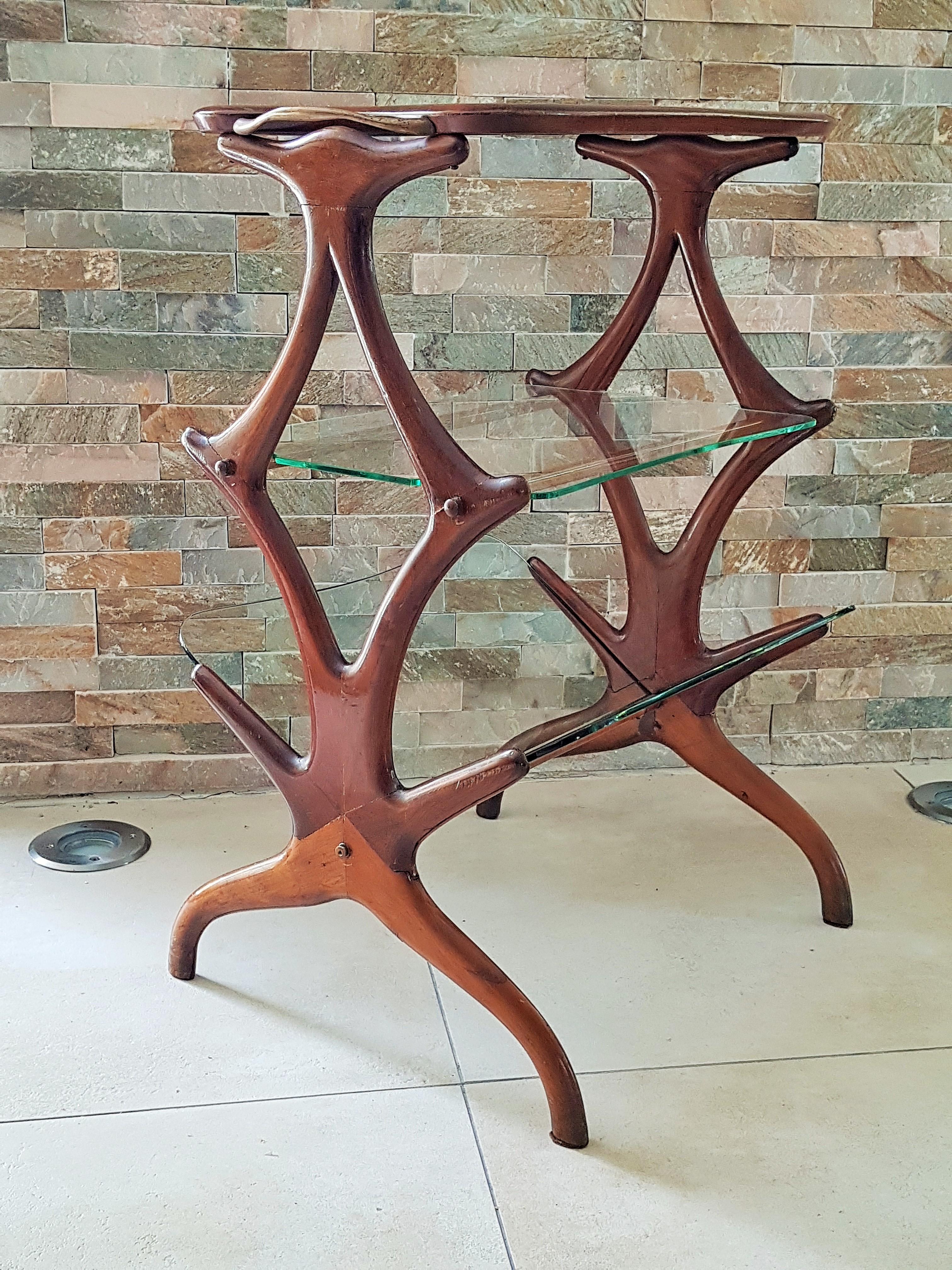 Midcentury Ico Parisi Side Coffee Table, Teak, Italy 1950 For Sale 1