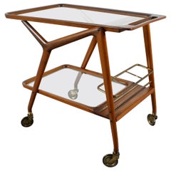 Carrello da bar in legno curvo di metà secolo di Cesare Lacca, Italia, anni '50
