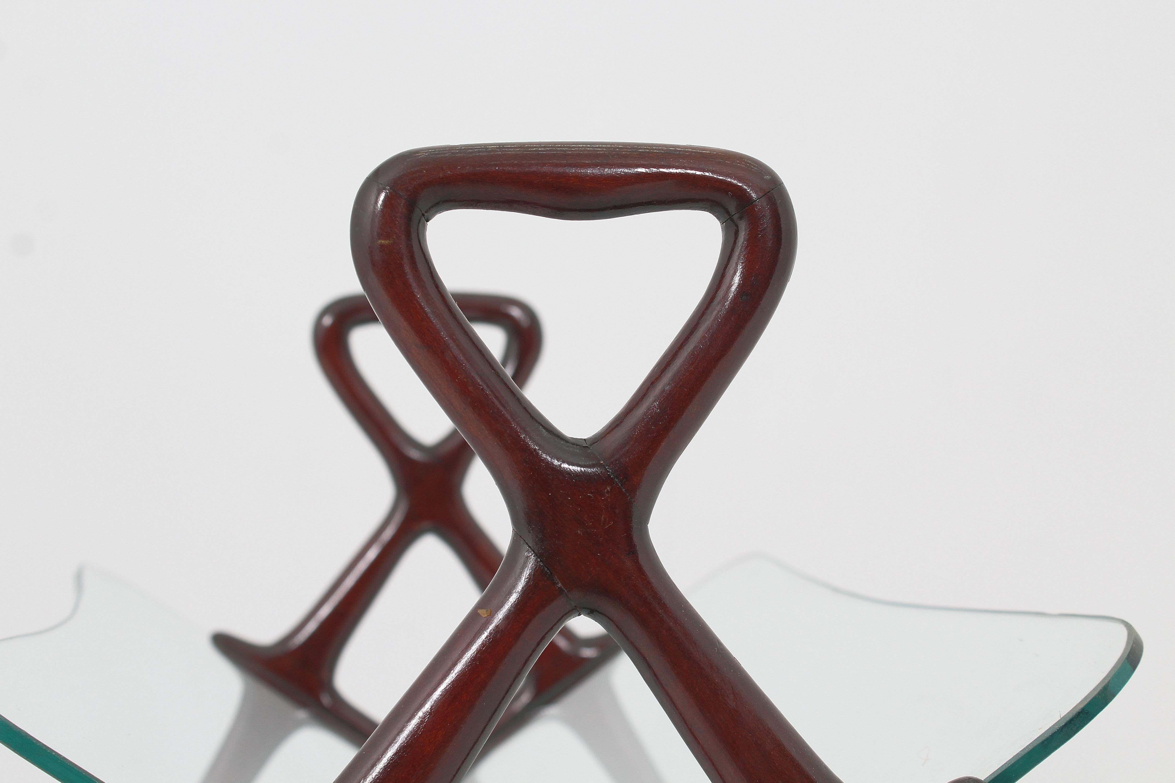 Mid-Century Cesare Lacca Wood and Glass Magazine Rack, Italy 50s For Sale 3