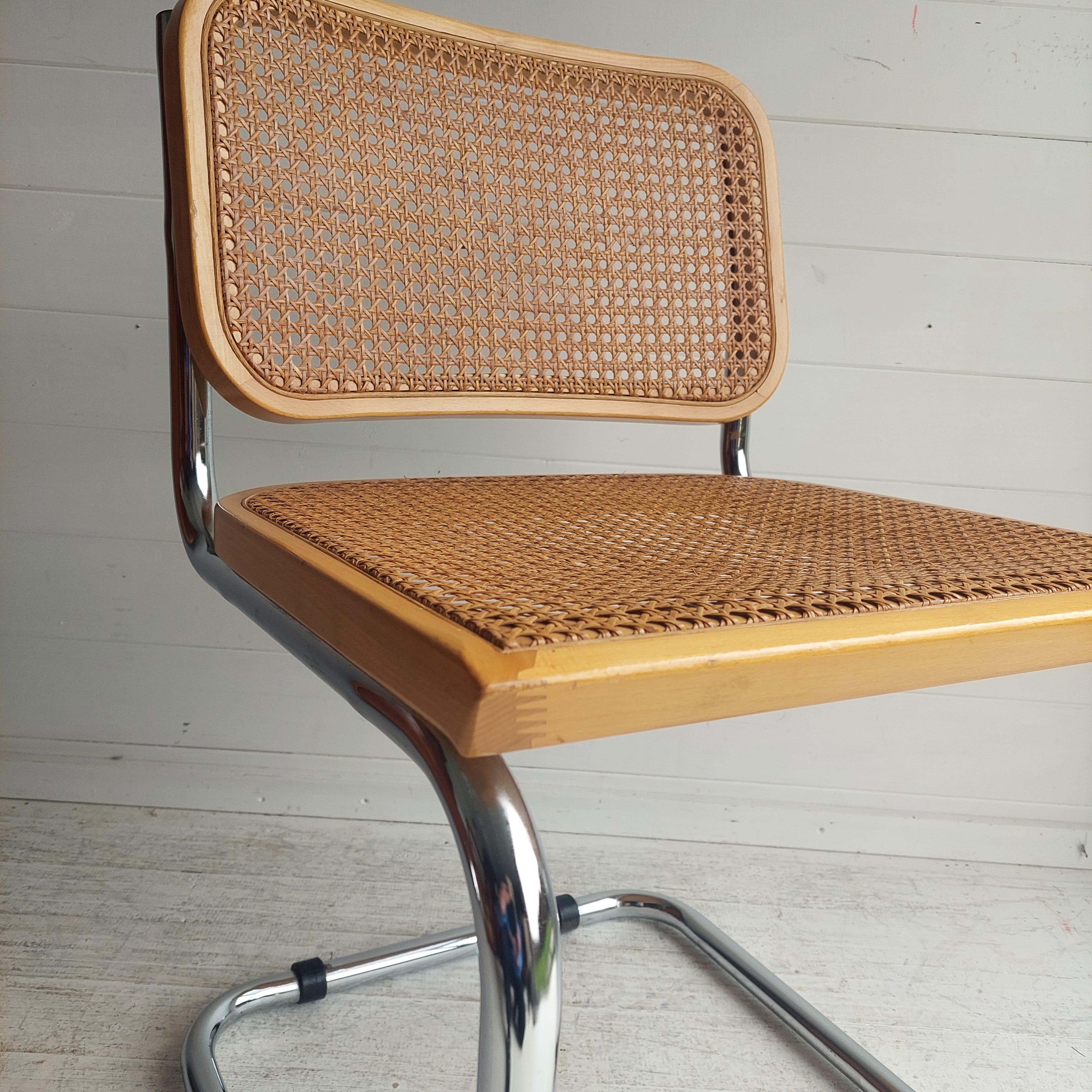Mid Century Cesca B32 Blonde Cantilever Chair Marcel Breuer Italy 1970/80s 4