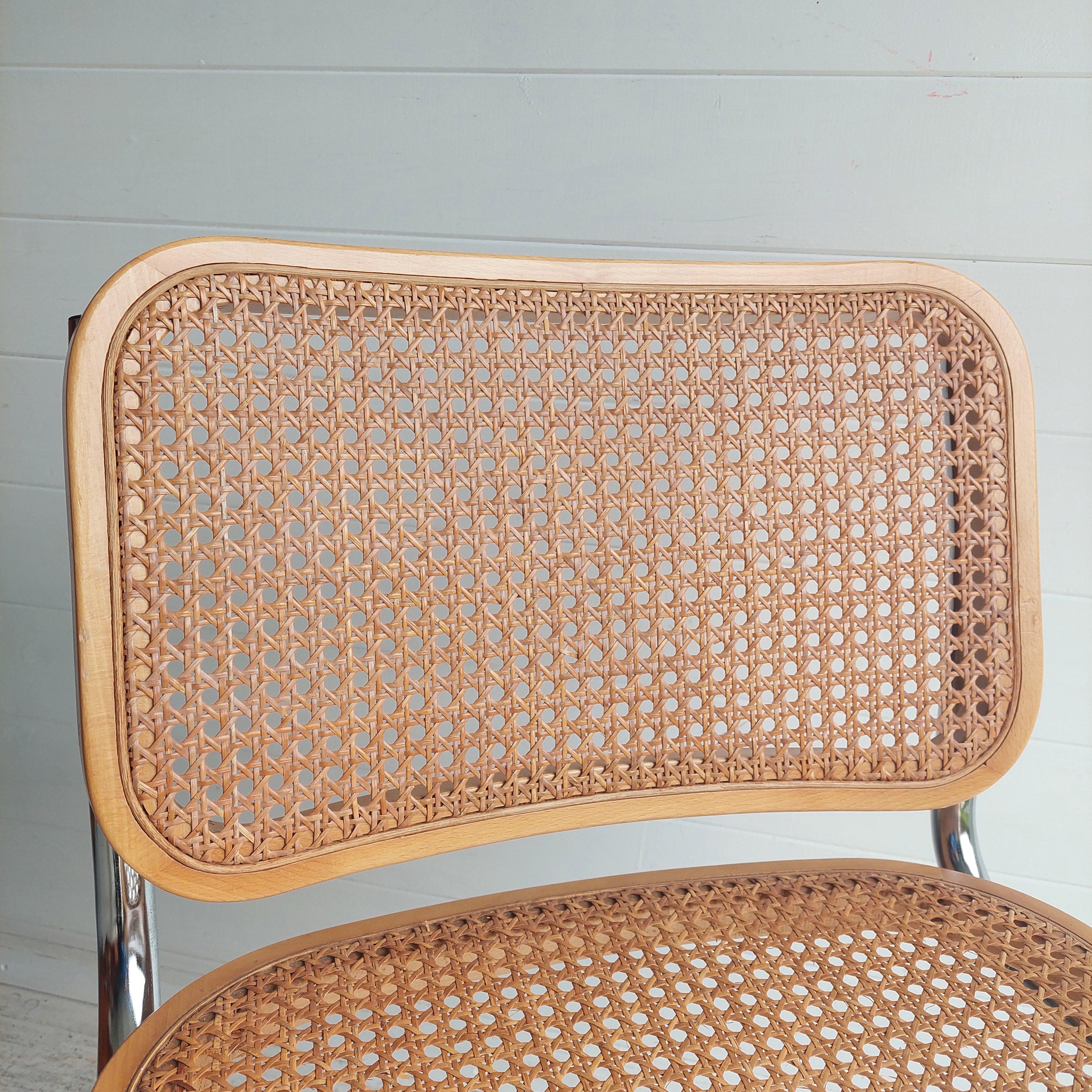 Mid Century Cesca B32 Blonde Cantilever Chair Marcel Breuer Italy 1970/80s 8