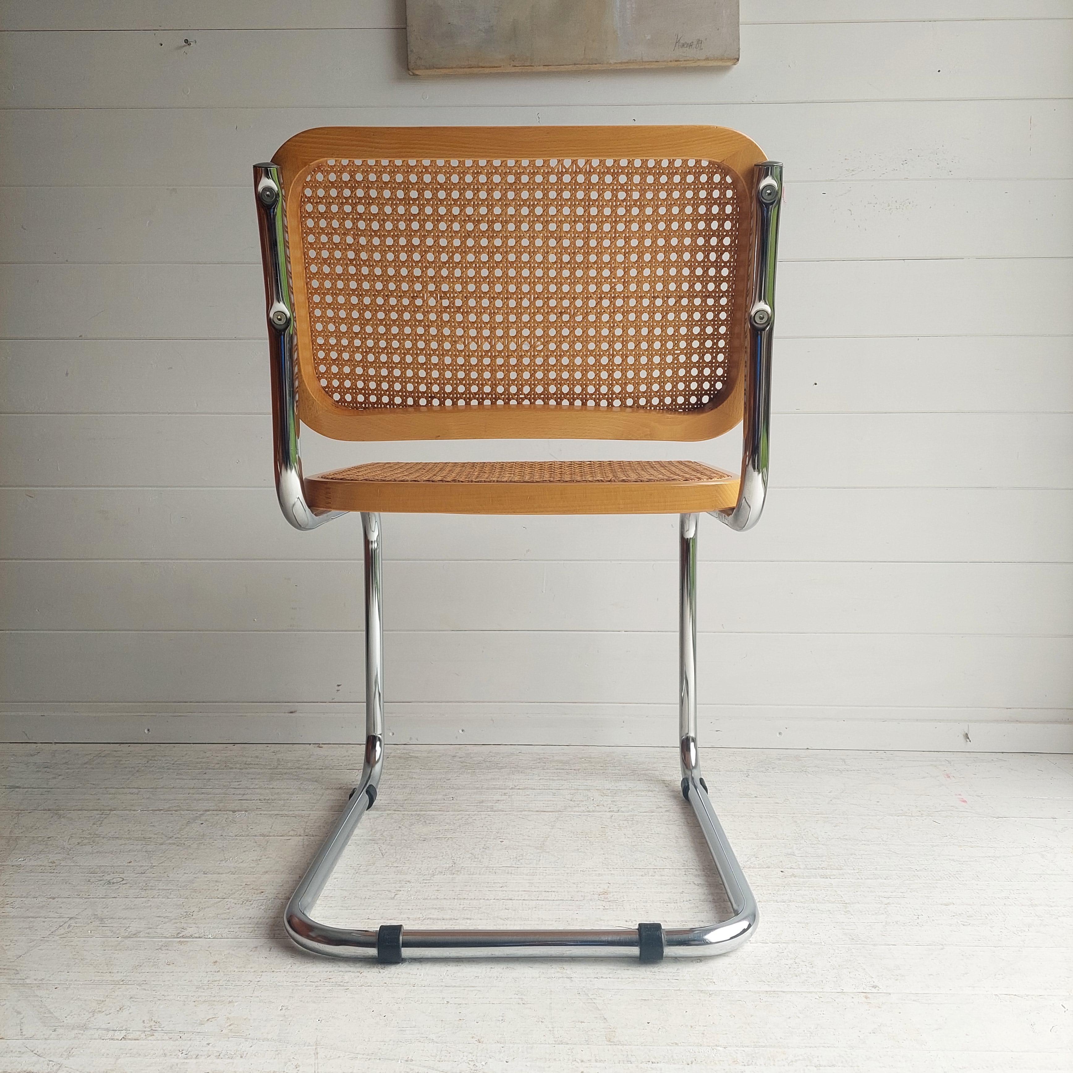 Mid Century Cesca B32 Blonde Cantilever Chair Marcel Breuer Italy 1970/80s In Good Condition In Leamington Spa, GB