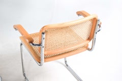 Mid Century Cesca Chair With Arms by Marcel Breuer for Knoll