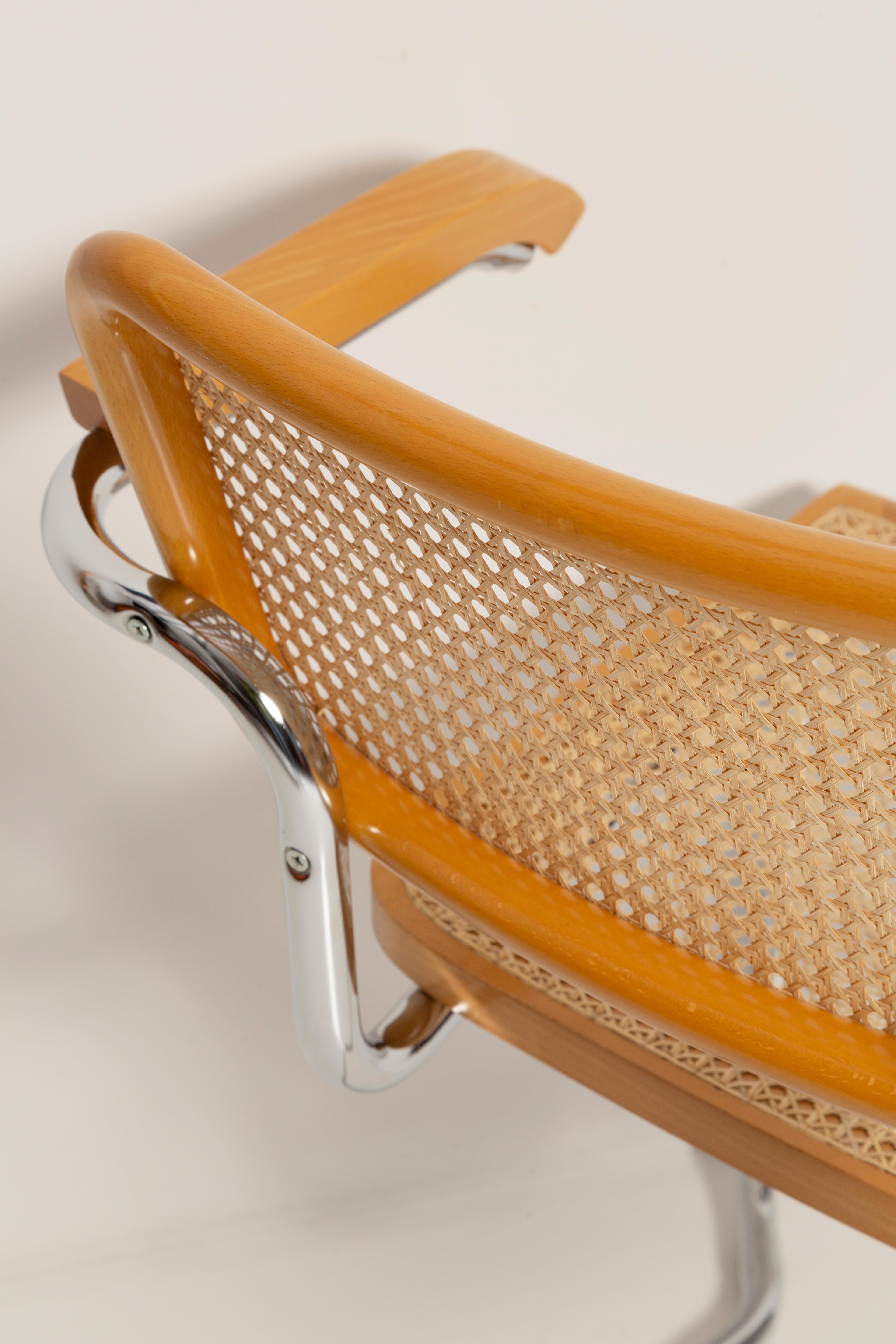 Beech Midcentury Cesca Rattan Chair, Marcel Breuer, Italy, 1960s For Sale