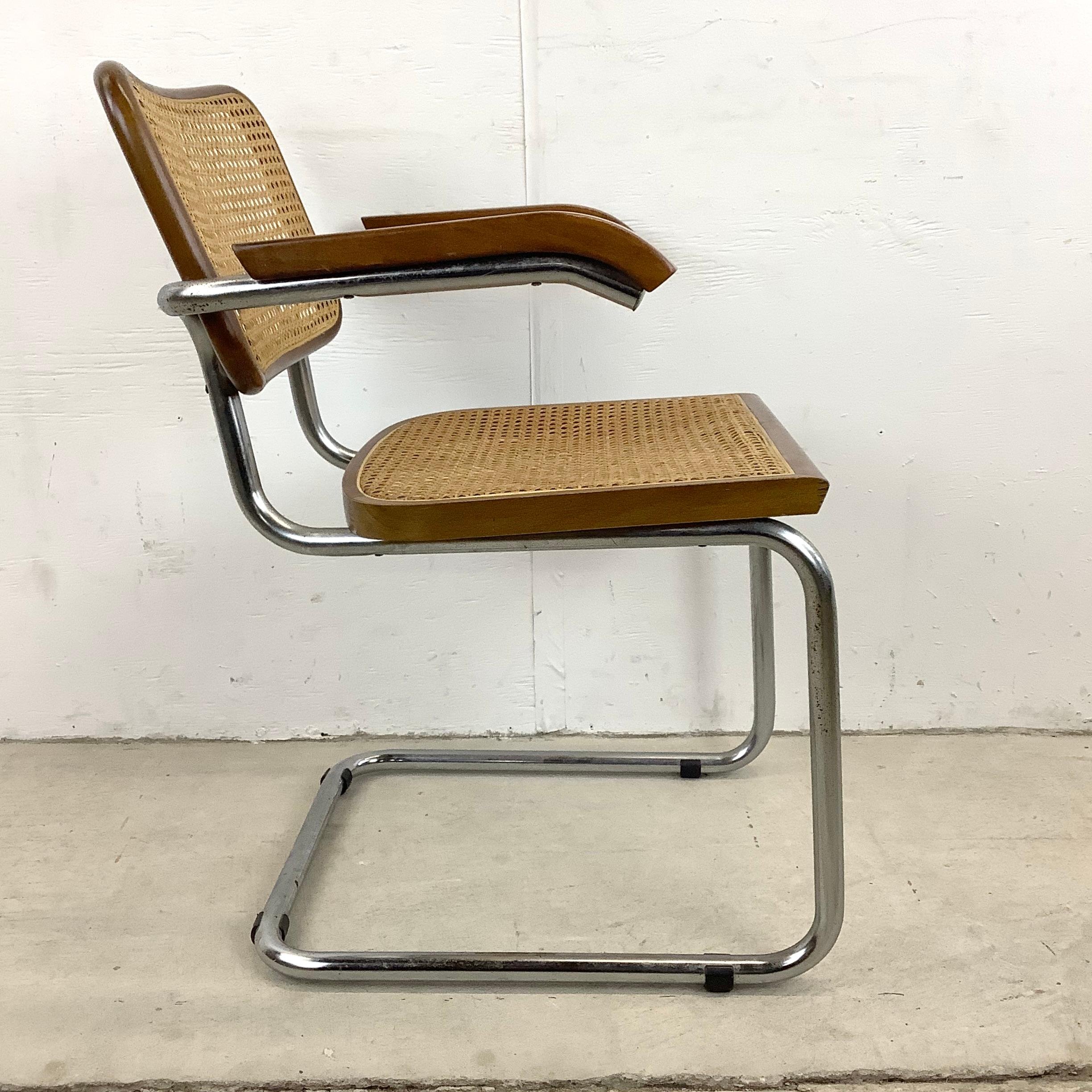 Midcentury Cesca Style Cane Seat Dining Chair, Made in Italy 8