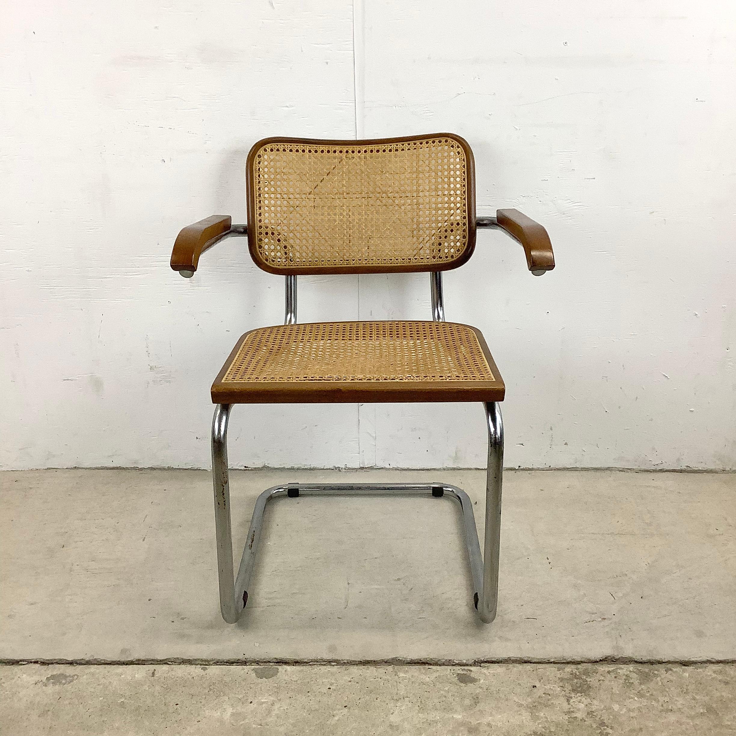Mid-Century Modern Midcentury Cesca Style Cane Seat Dining Chair, Made in Italy