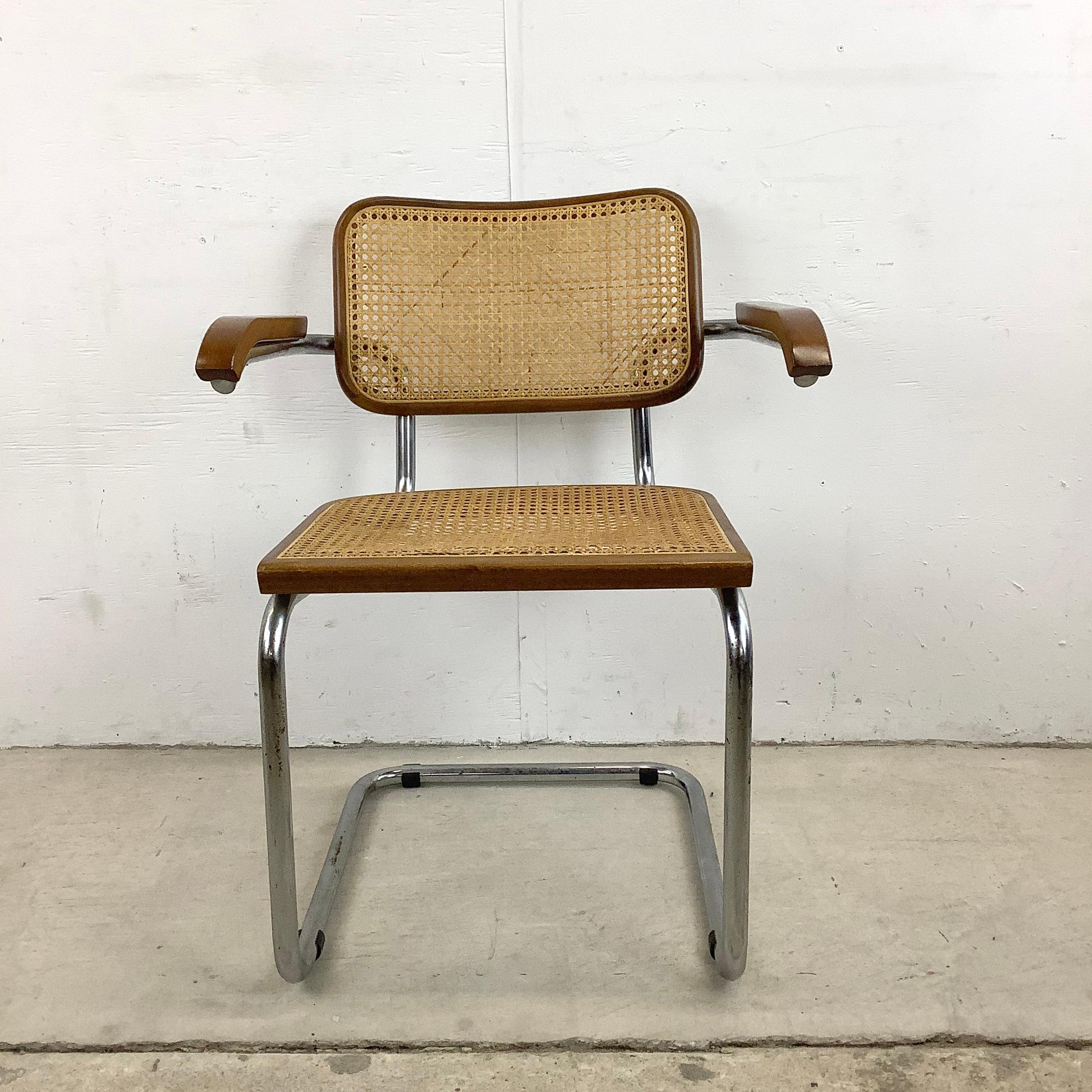 Italian Midcentury Cesca Style Cane Seat Dining Chair, Made in Italy