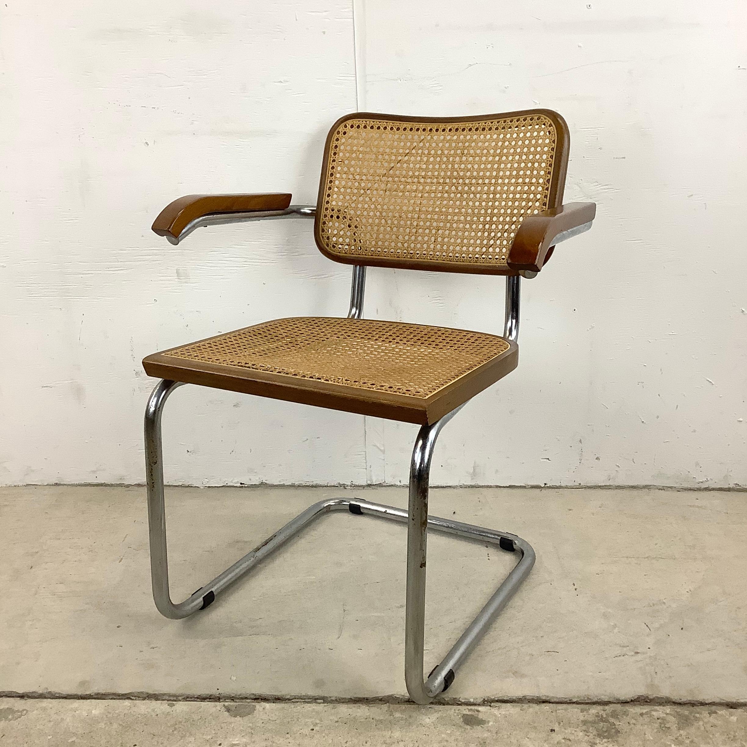 Midcentury Cesca Style Cane Seat Dining Chair, Made in Italy 1