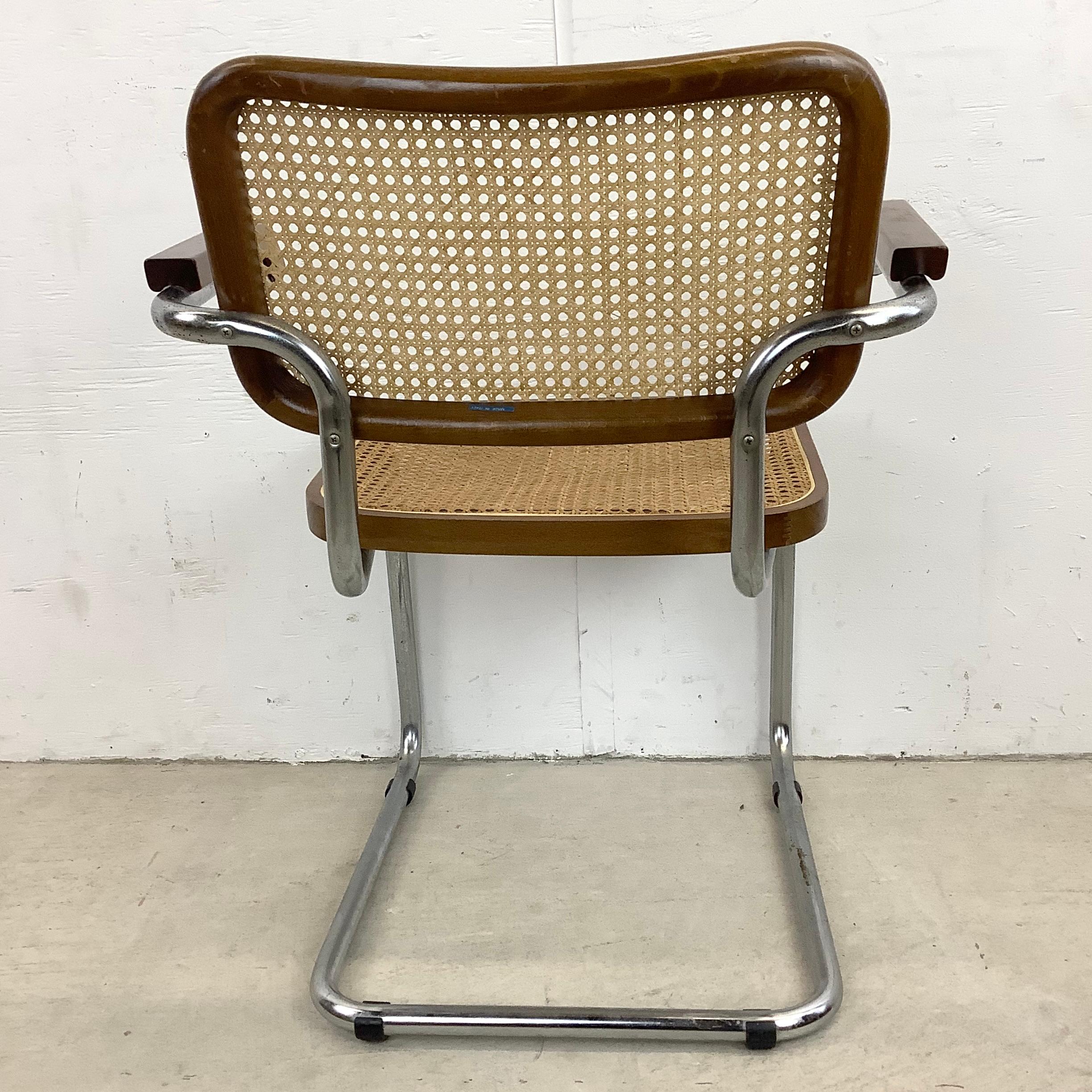 Midcentury Cesca Style Cane Seat Dining Chair, Made in Italy 2