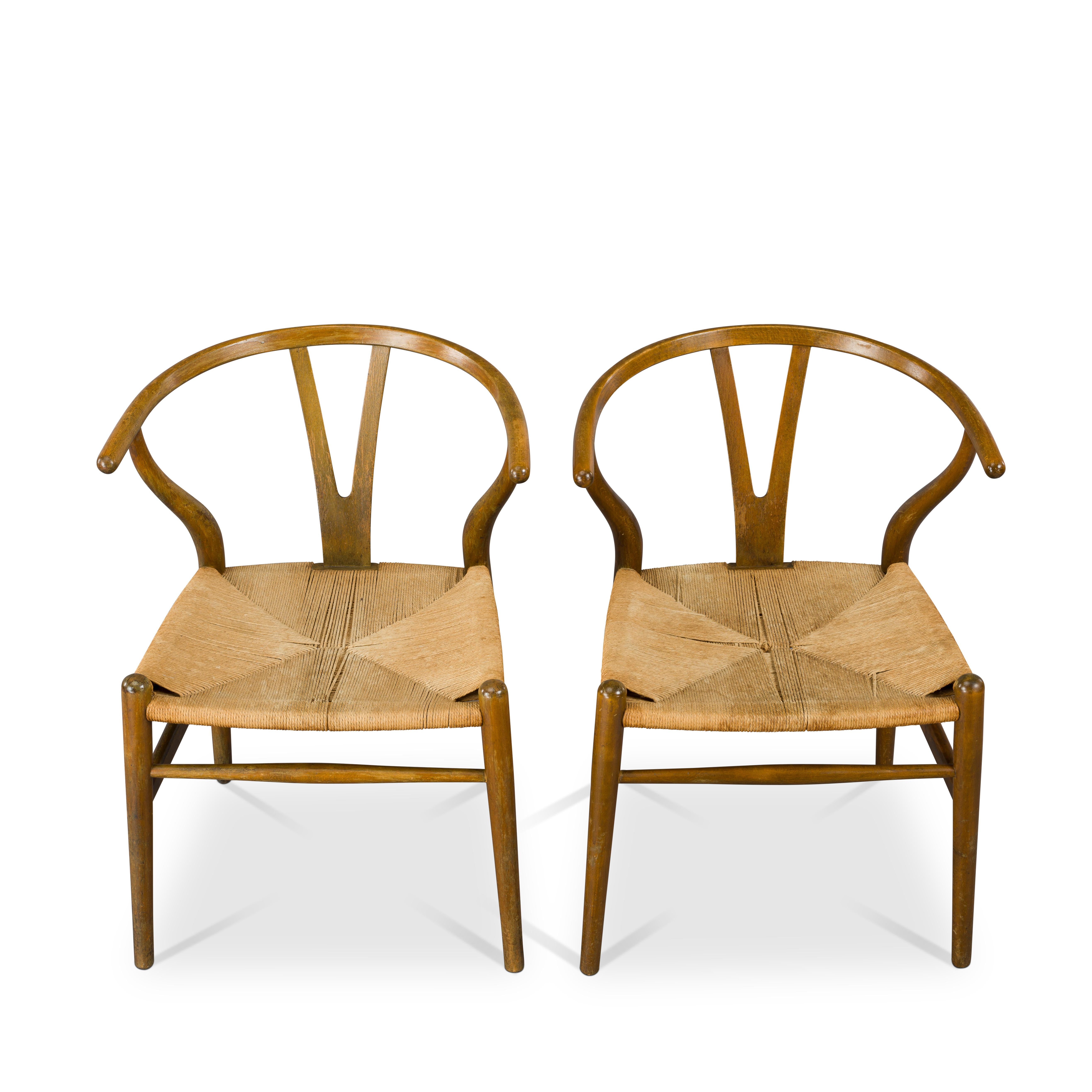 Leather Midcentury CH24 Wishbone Chairs by Hans J. Wegner for Carl Hansen & Søn Made in