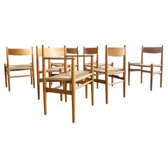 Mid Century CH36 + CH37 Dining Chairs by Hans J. Wegner in Oak with Danish Cord
