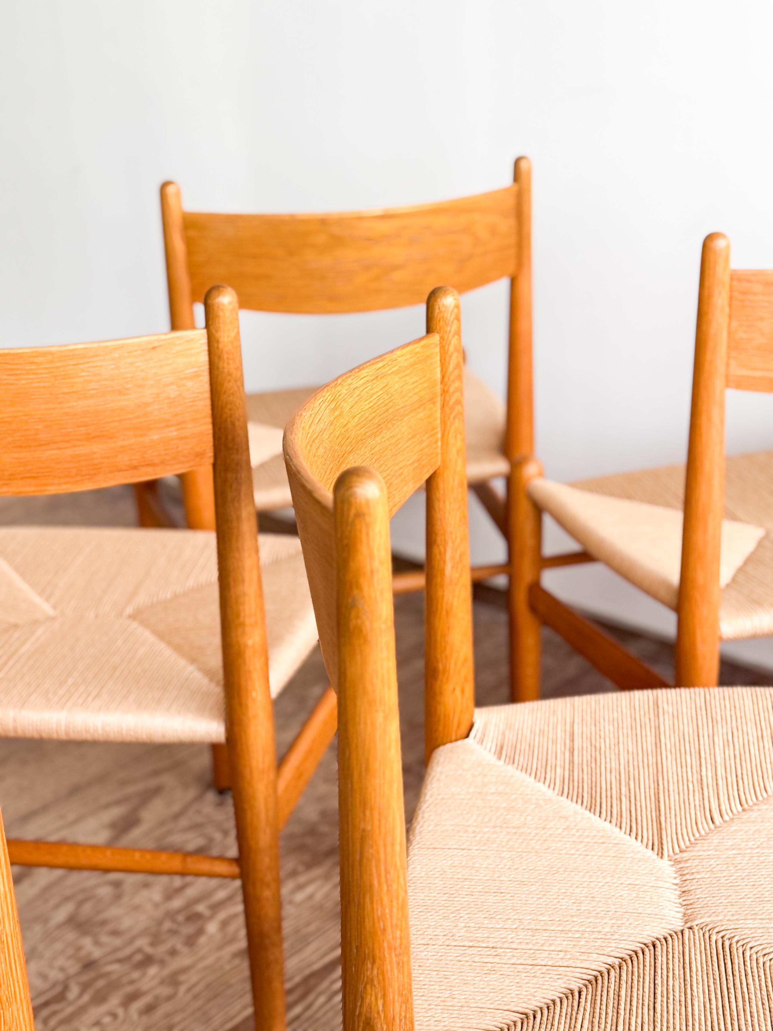 Mid Century CH36 Dining Chairs by Hans J. Wegner in Oak with Danish Cord For Sale 3