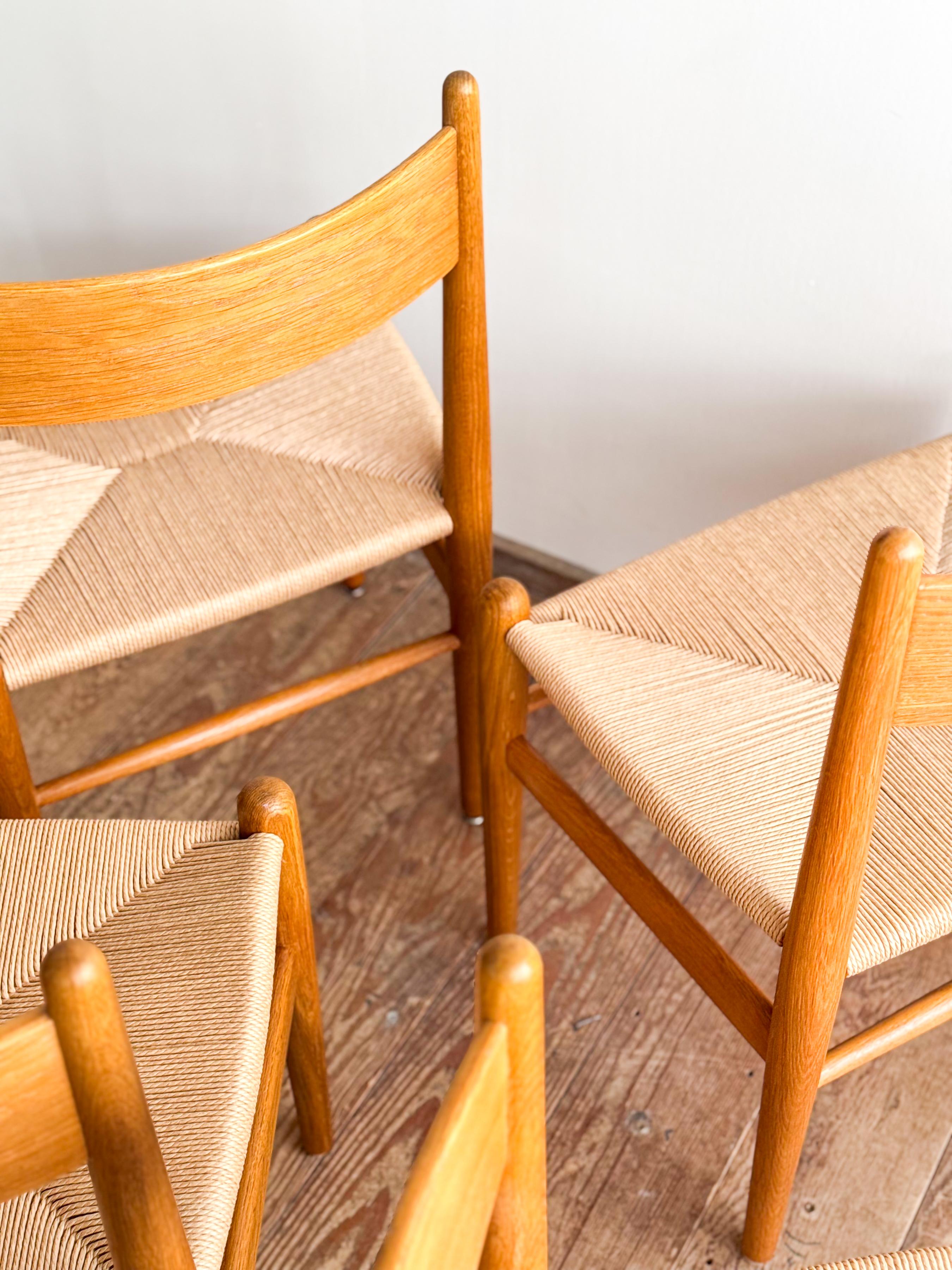Mid Century CH36 Dining Chairs by Hans J. Wegner in Oak with Danish Cord For Sale 8