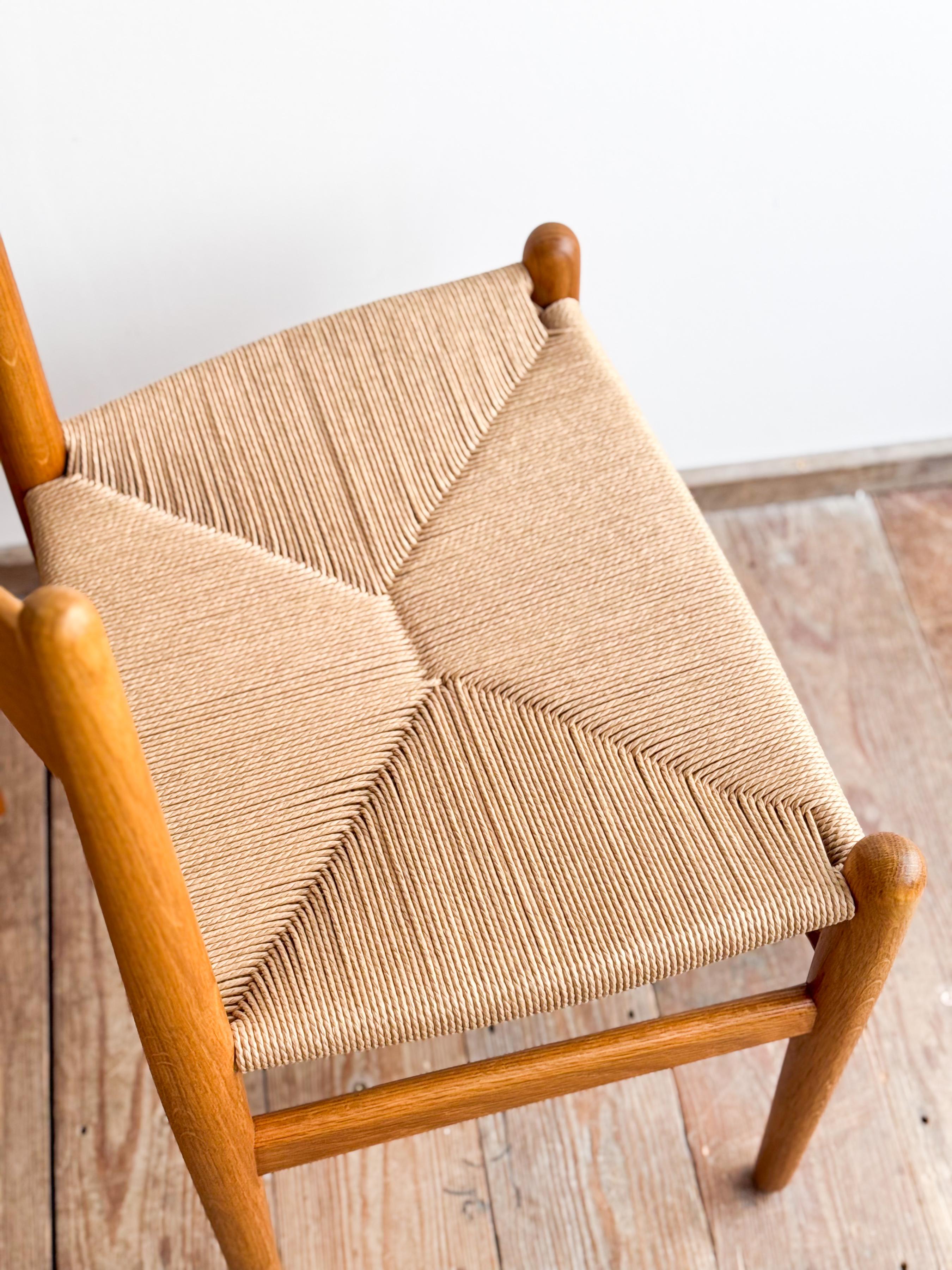 Mid Century CH36 Dining Chairs by Hans J. Wegner in Oak with Danish Cord For Sale 9