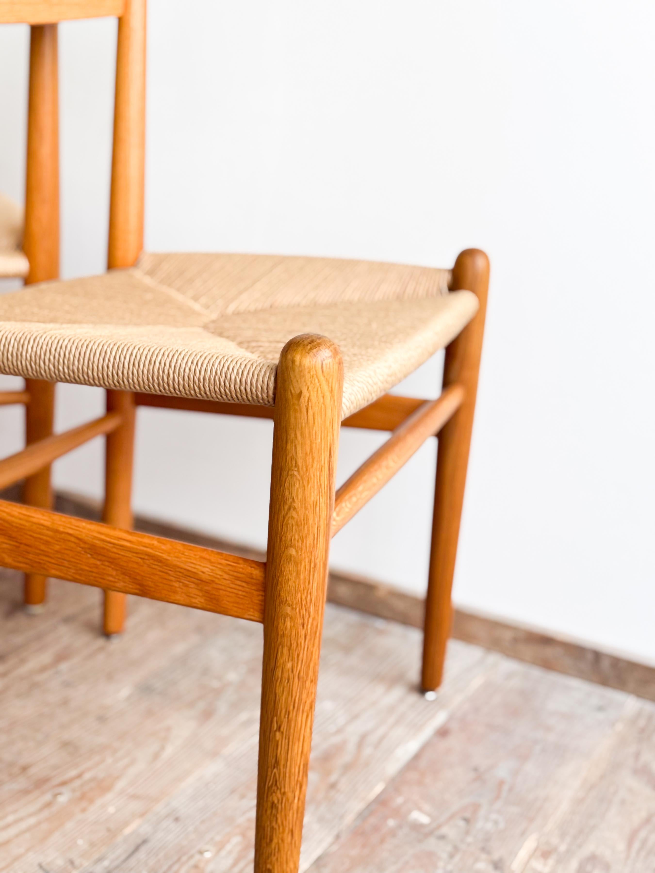 Mid Century CH36 Dining Chairs by Hans J. Wegner in Oak with Danish Cord For Sale 10