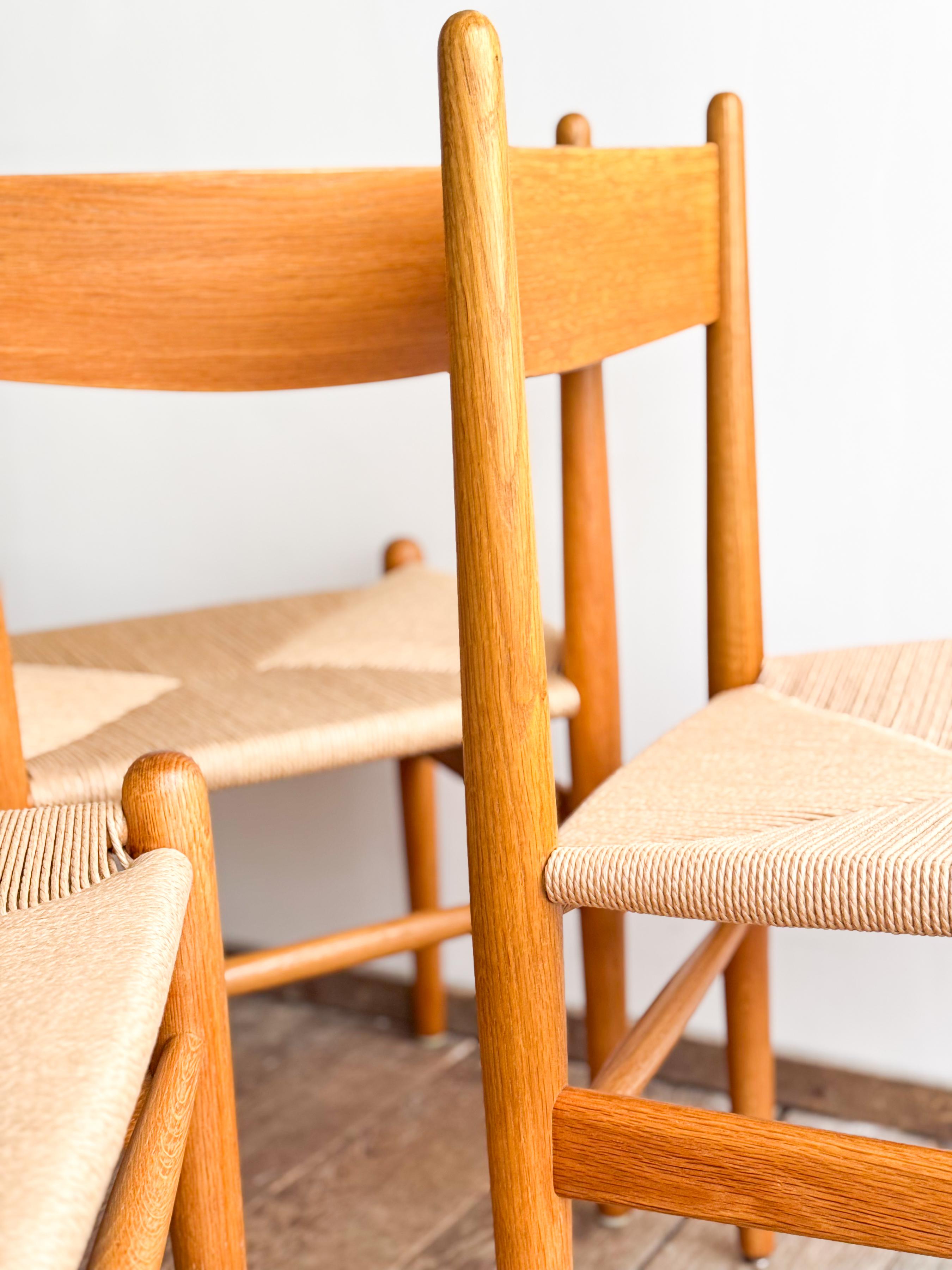 Mid Century CH36 Dining Chairs by Hans J. Wegner in Oak with Danish Cord For Sale 11