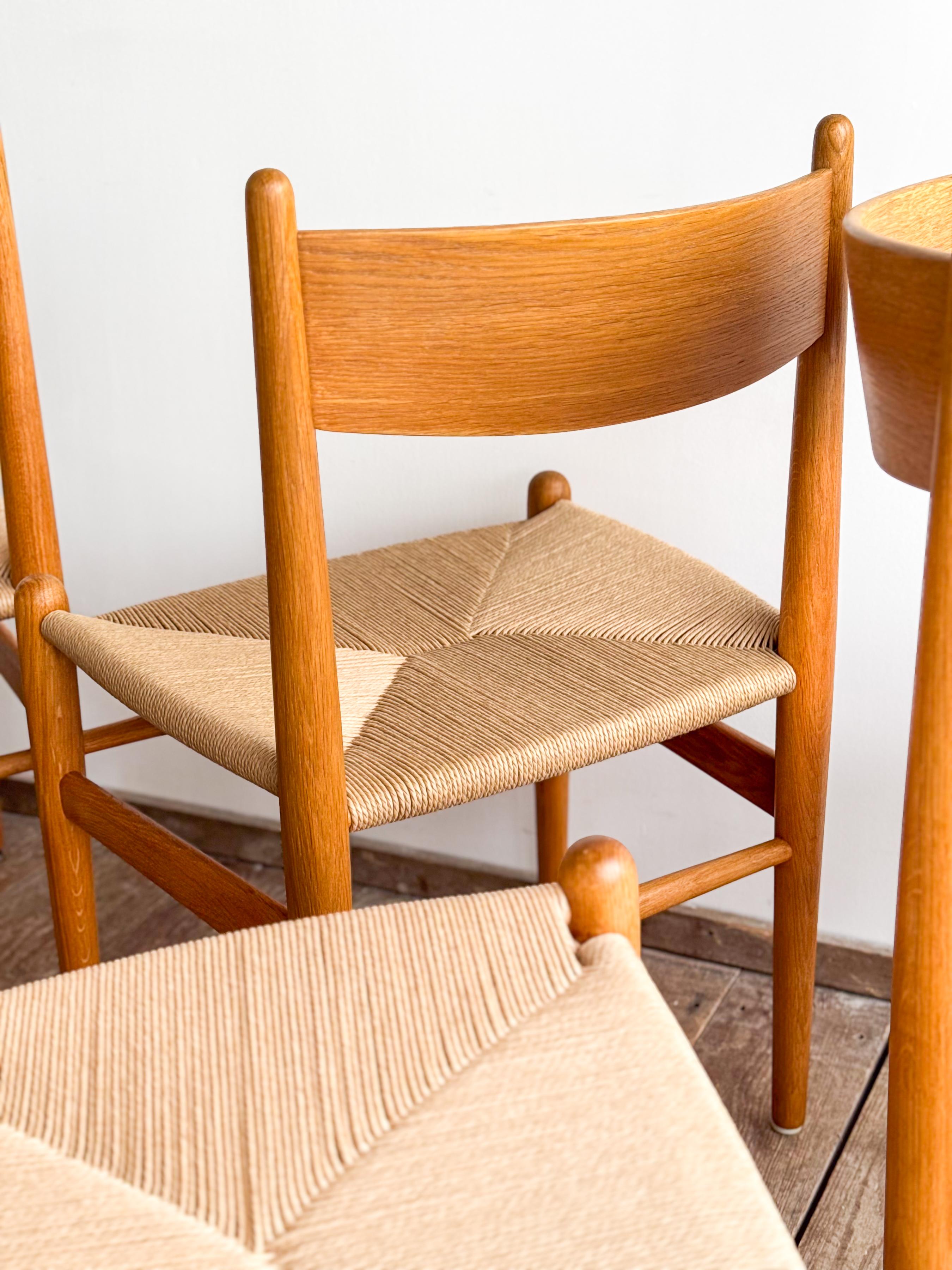 Mid Century CH36 Dining Chairs by Hans J. Wegner in Oak with Danish Cord For Sale 12