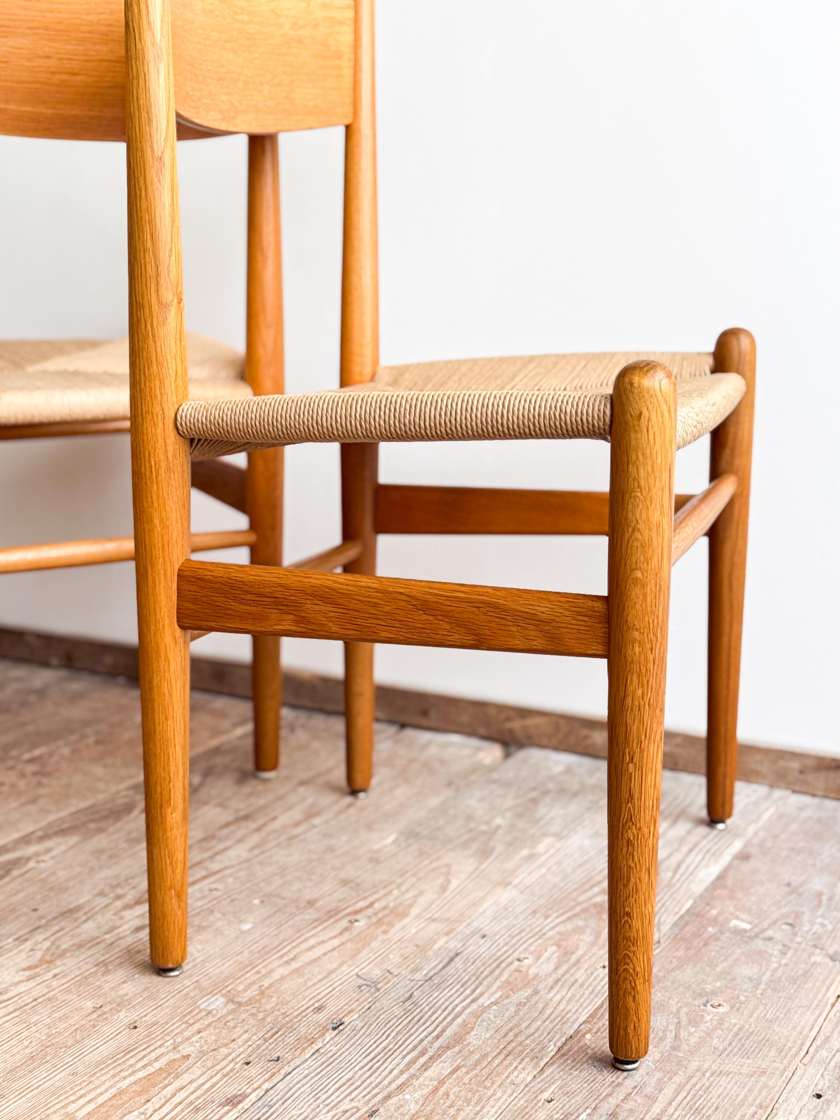Mid-20th Century Mid Century CH36 Dining Chairs by Hans J. Wegner in Oak with Danish Cord For Sale