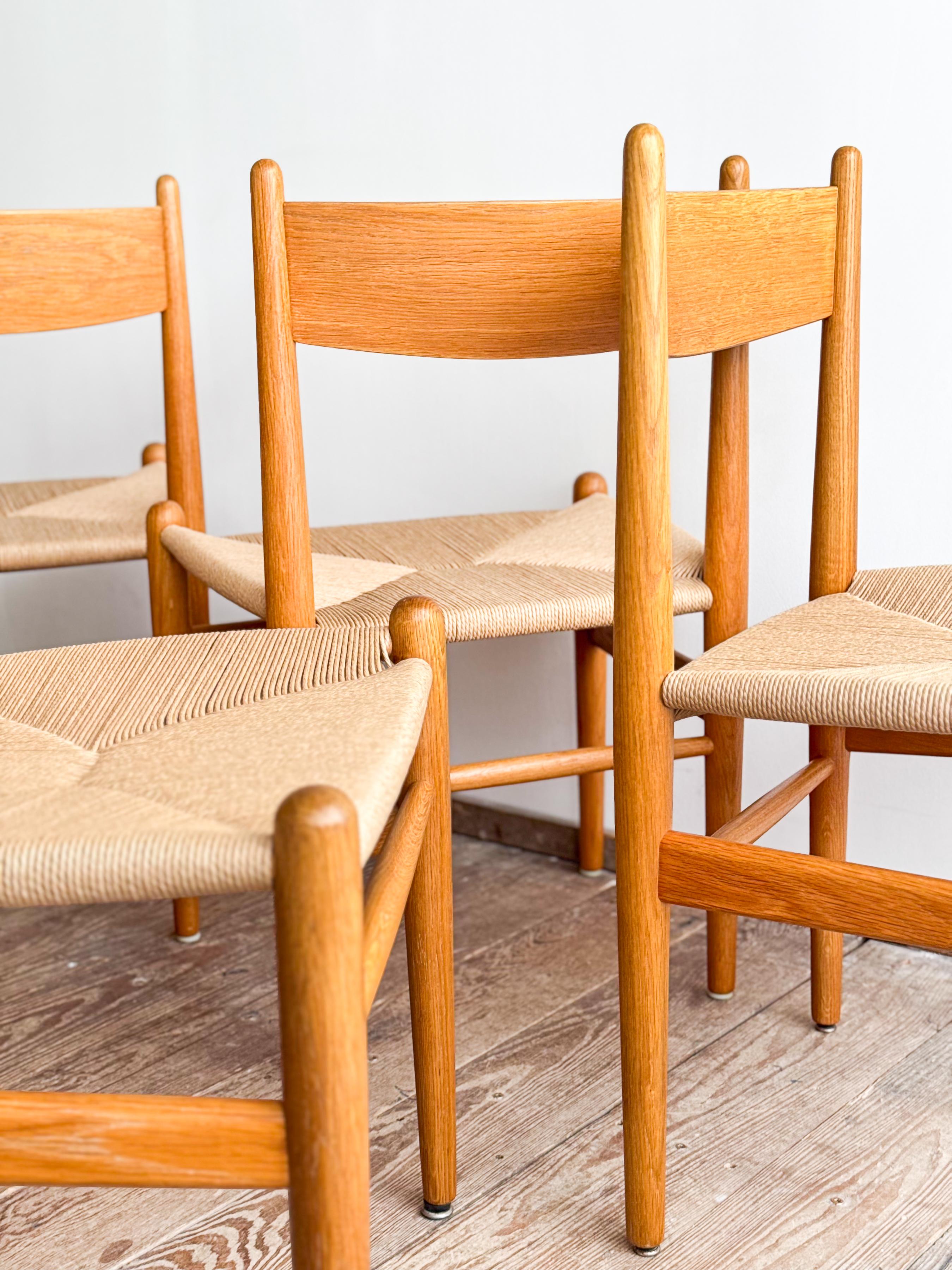 Papercord Mid Century CH36 Dining Chairs by Hans J. Wegner in Oak with Danish Cord For Sale