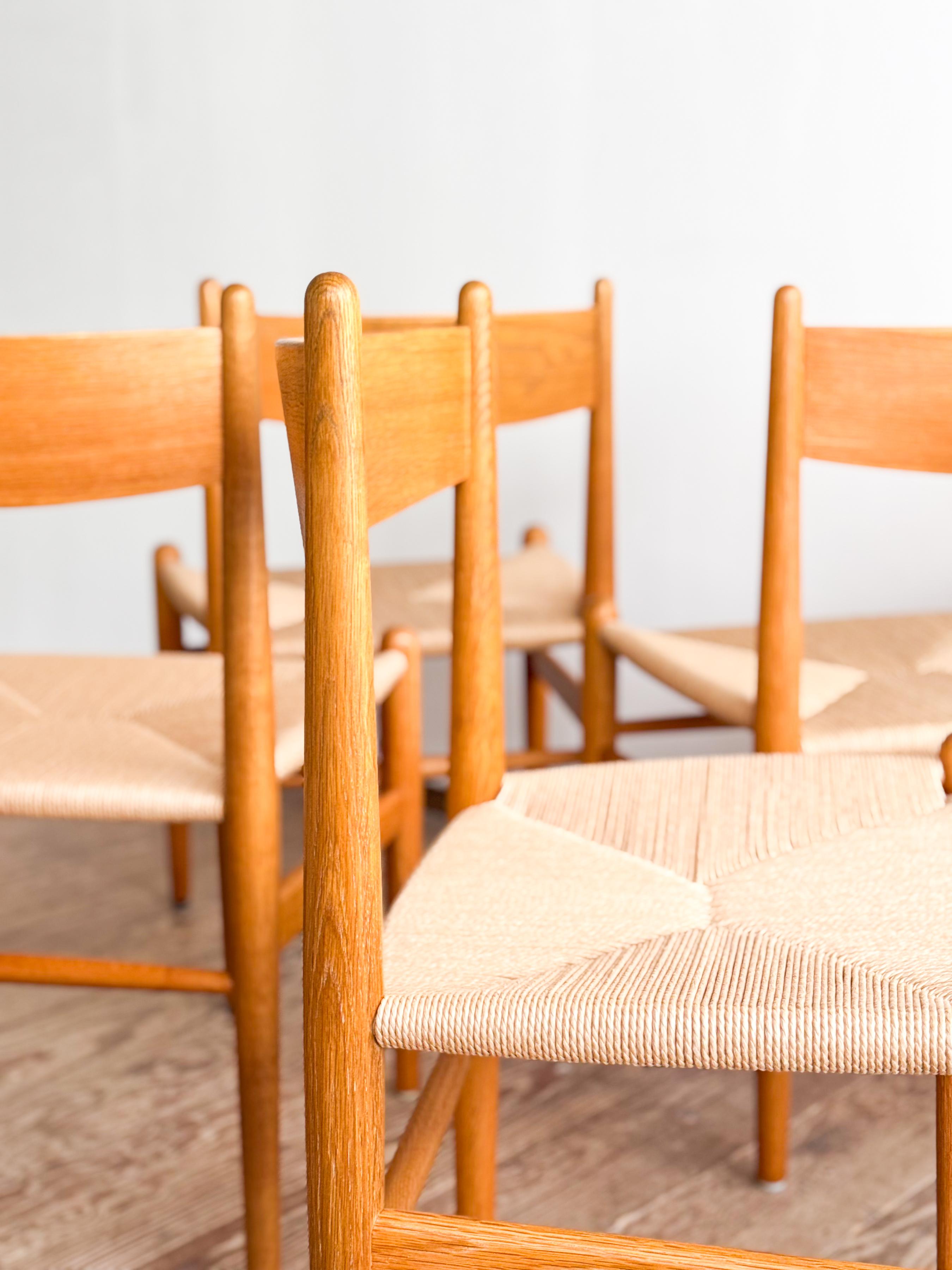 Mid Century CH36 Dining Chairs by Hans J. Wegner in Oak with Danish Cord For Sale 1
