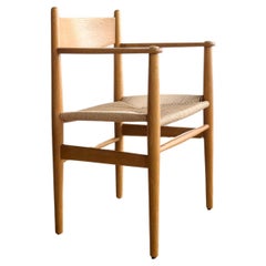 Mid Century CH37Armrest Dining Chair by Hans J. Wegner in Oak with Danish Cord
