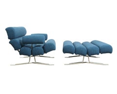 Midcentury Chair and Stool by William Plunkett, circa 1967