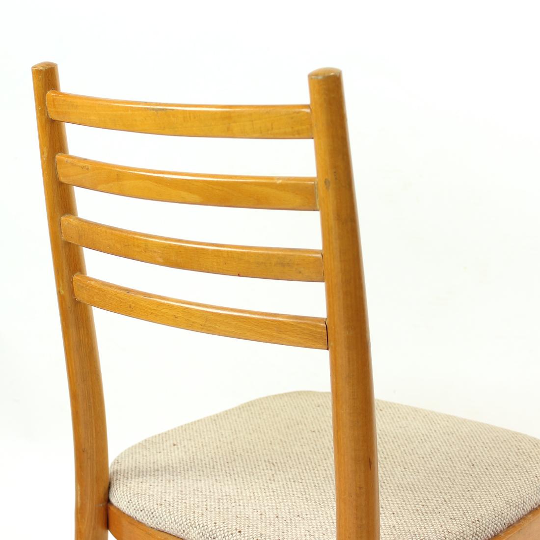 Fabric Midcentury Chair in Blond Wood, Czechoslovakia, 1960s For Sale