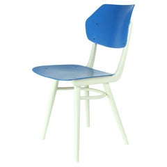Used Mid-Century Chair in Blue & White by Ton, Czechoslovakia, 1960s