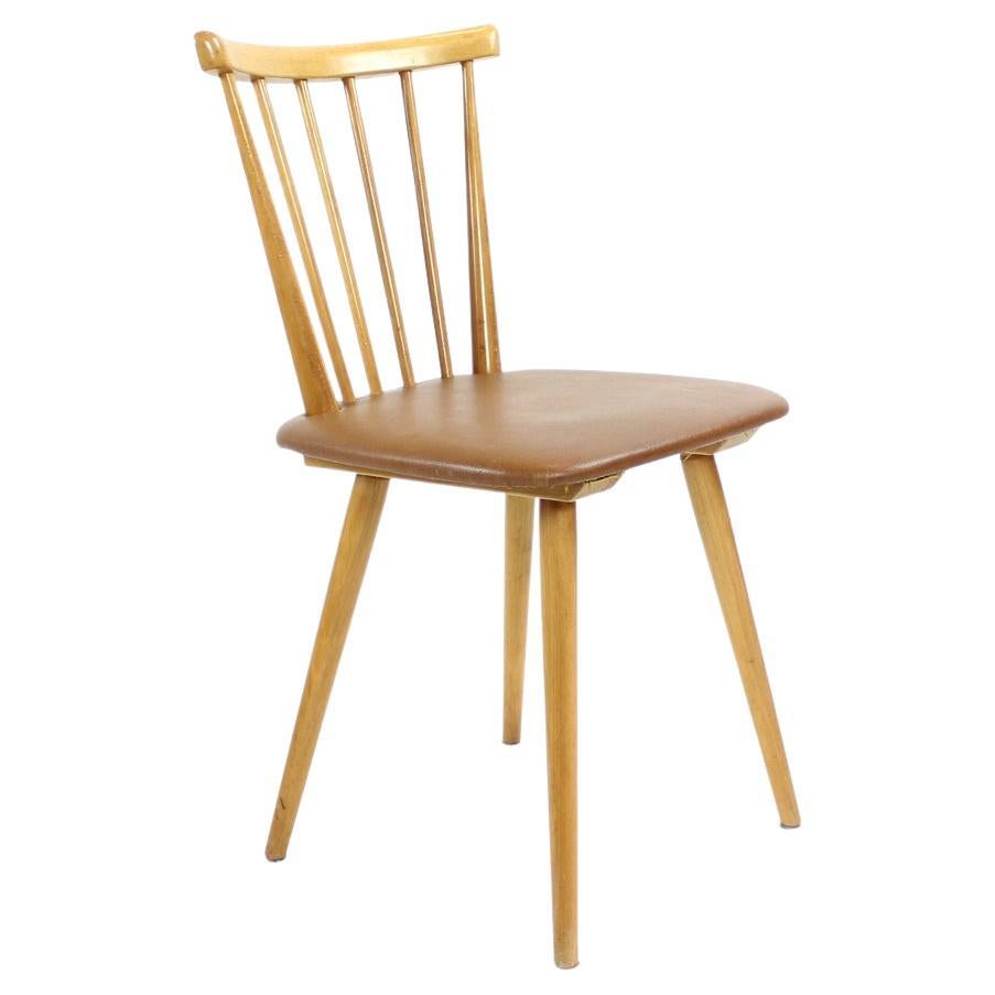 Midcentury Chair in Oak & Leatherette, Czechoslovakia, 1960s For Sale