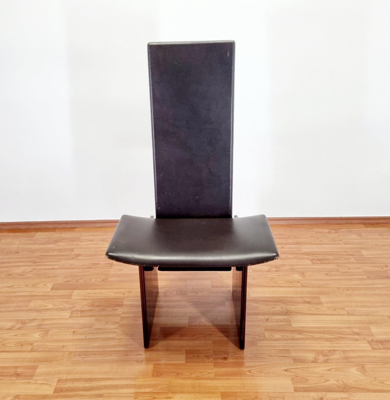 Leather Mid Century Chair Model Rennie by Kazuhide Takahama for Simon Gavina, Italy 70 For Sale