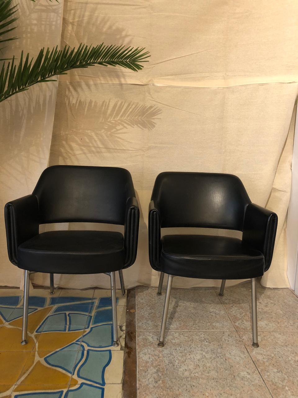 Metal Midcentury Chairs Designed by Marc and Pierre Simon For Sale