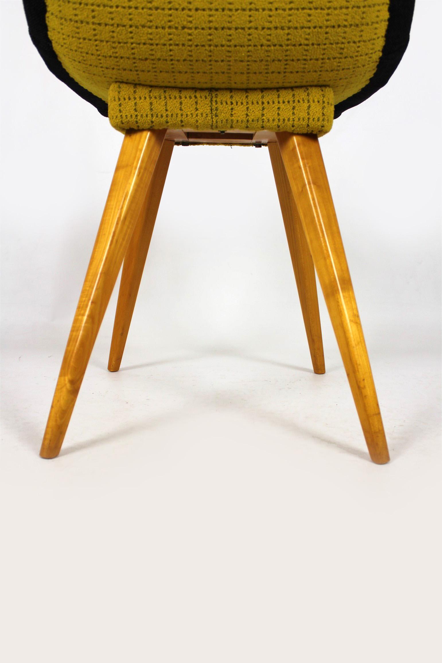 Midcentury Chairs in Grey & Yellow from Drevovyroba Ostrava, 1960s, Set of 4 For Sale 8