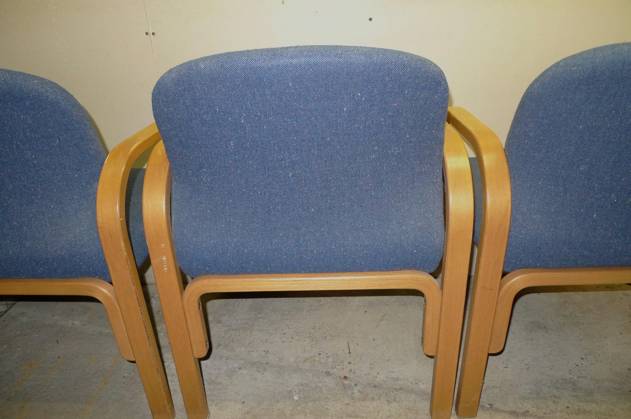 Midcentury Chairs Upholstered in Nubbly Fabric on Hardwood Frames, Set of 3 For Sale 6