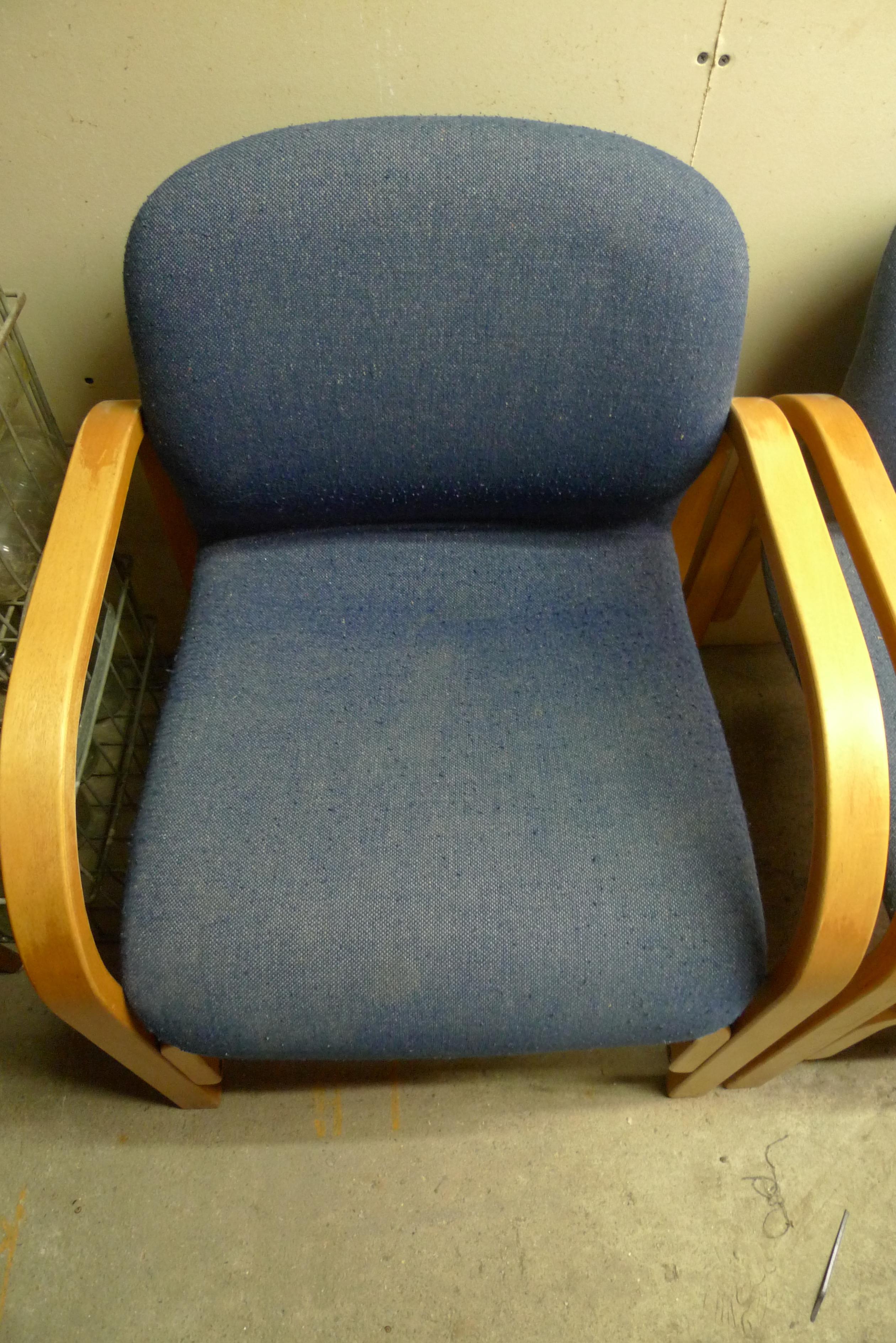 Midcentury Chairs Upholstered in Nubbly Fabric on Hardwood Frames, Set of 3 In Good Condition For Sale In Madison, WI