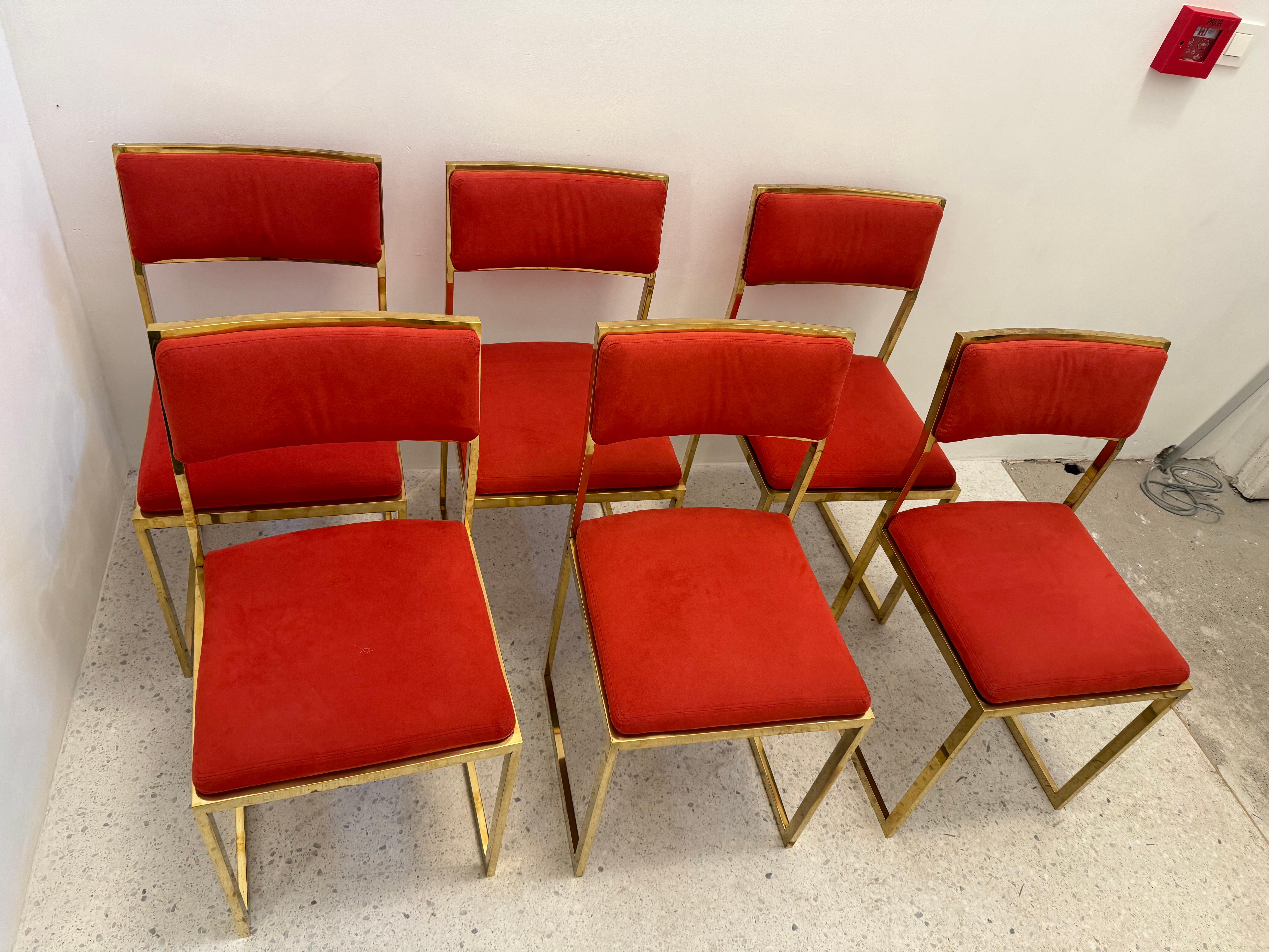 Metal Mid-Century chairs with gilded metal footing, 1970's For Sale