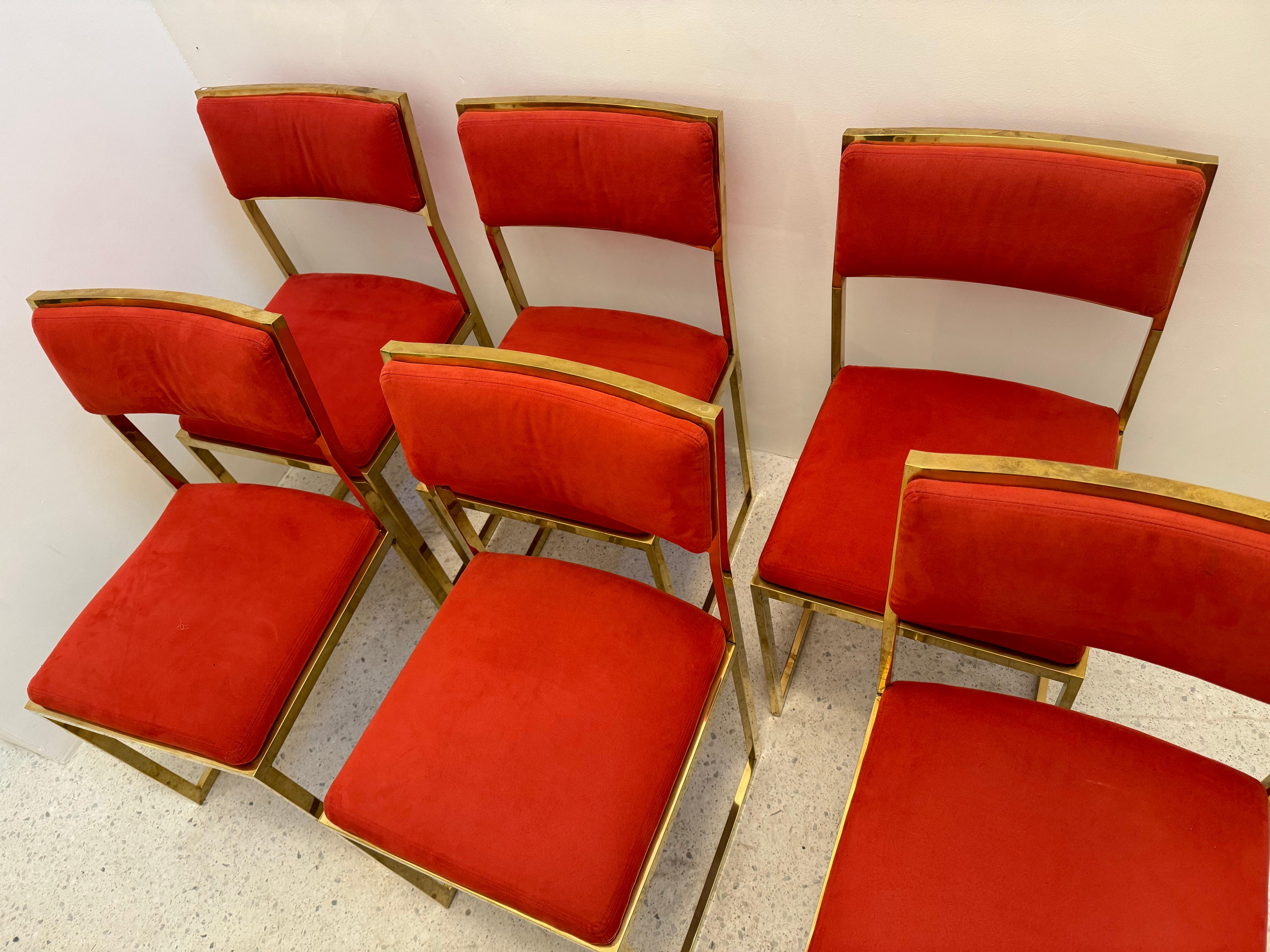 Mid-Century chairs with gilded metal footing, 1970's For Sale 1