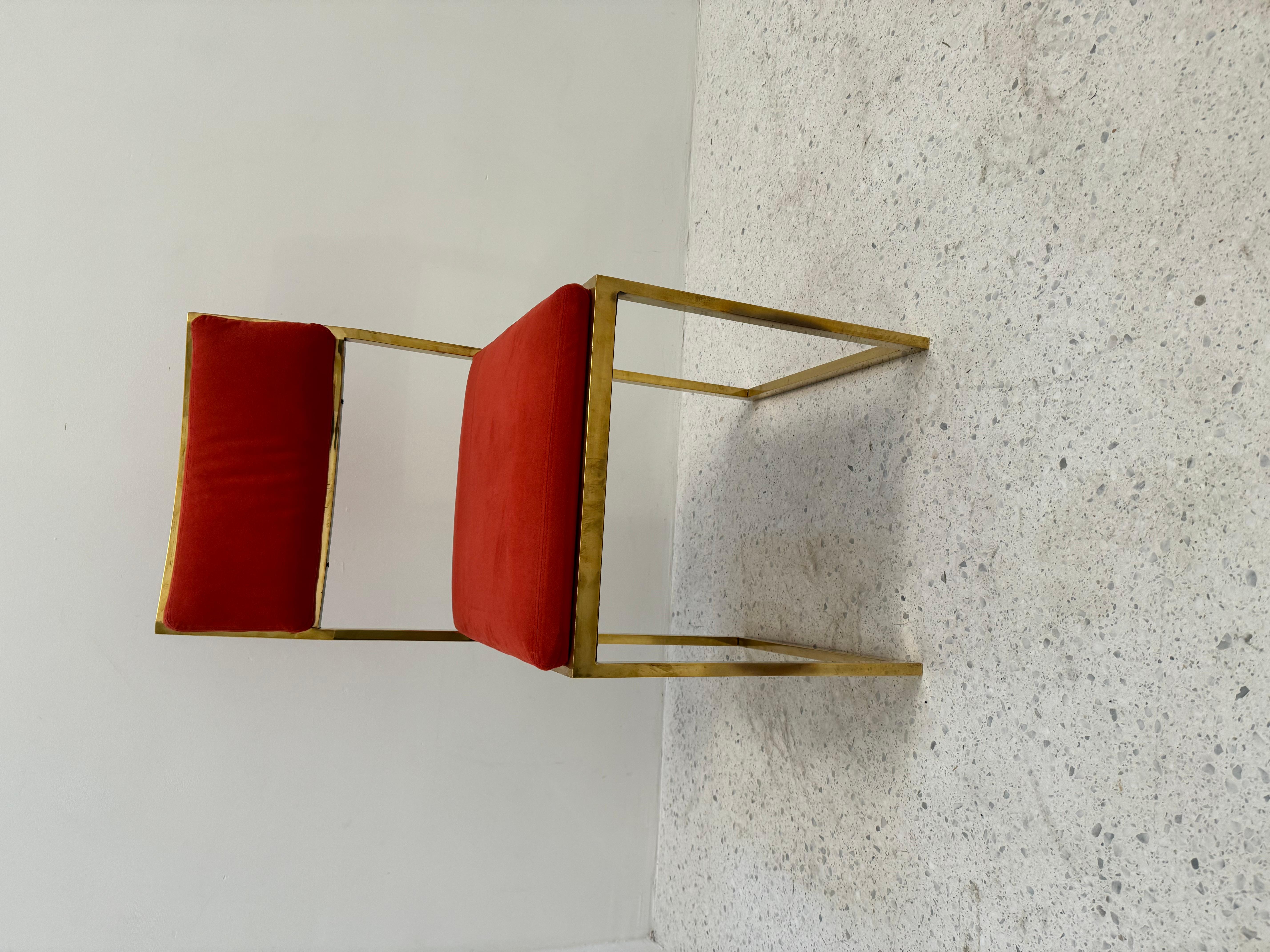 Mid-Century chairs with gilded metal footing, 1970's For Sale 2