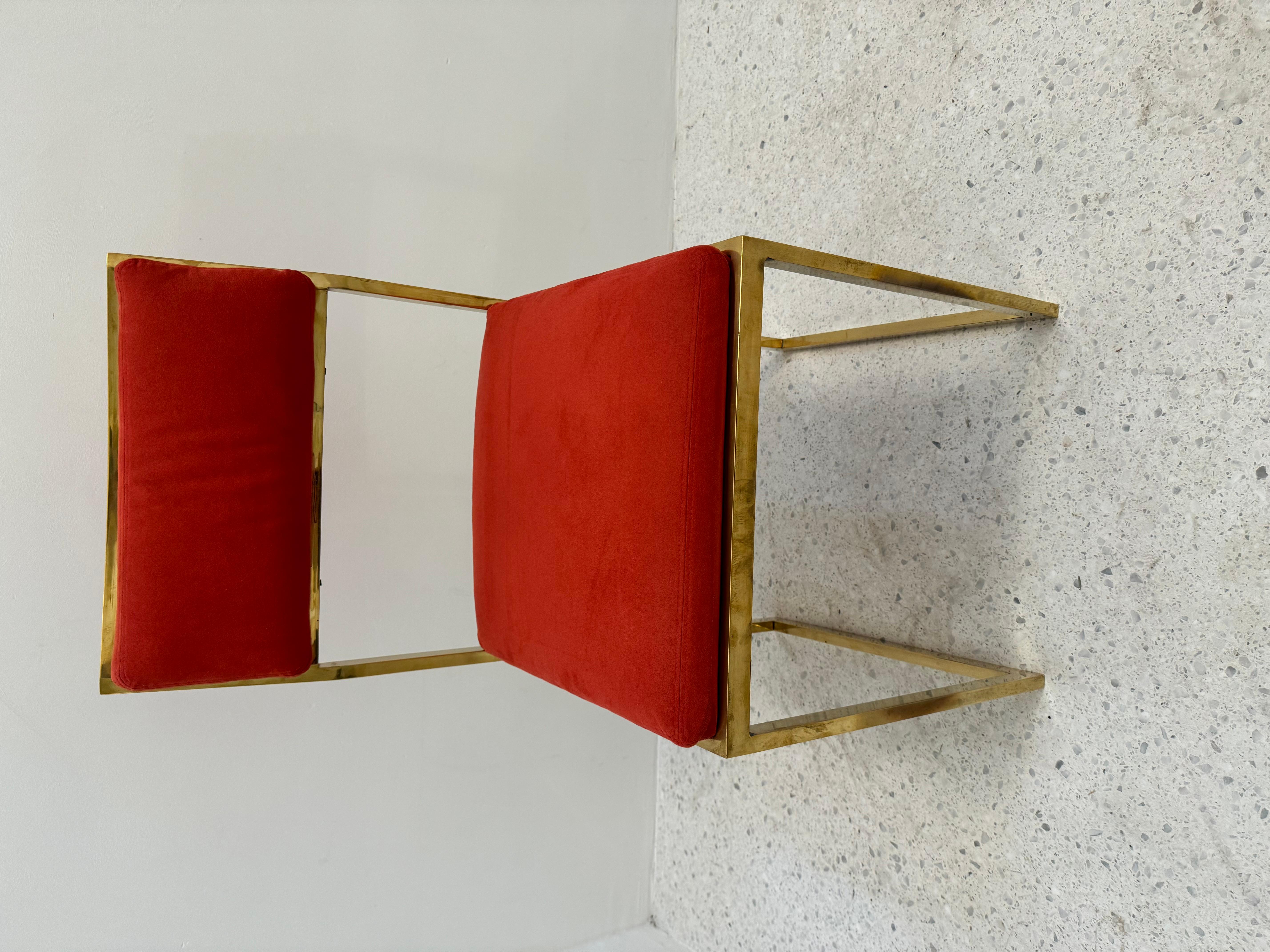 Mid-Century chairs with gilded metal footing, 1970's For Sale 4